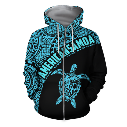 American Samoa Polynesian Hoodie - Blue-Apparel-Phaethon-Hoodie-S-Vibe Cosy™
