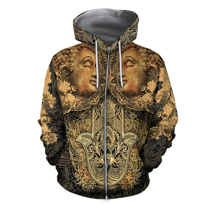 3D All Over Print Buddha Hoodie-Apparel-GP Art-Zipped Hoodie-S-Vibe Cosy™