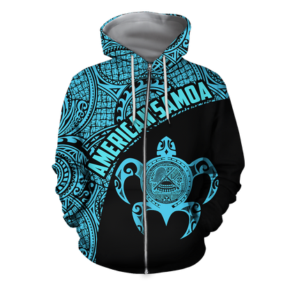 American Samoa Polynesian Hoodie - Blue-Apparel-Phaethon-Hoodie-S-Vibe Cosy™