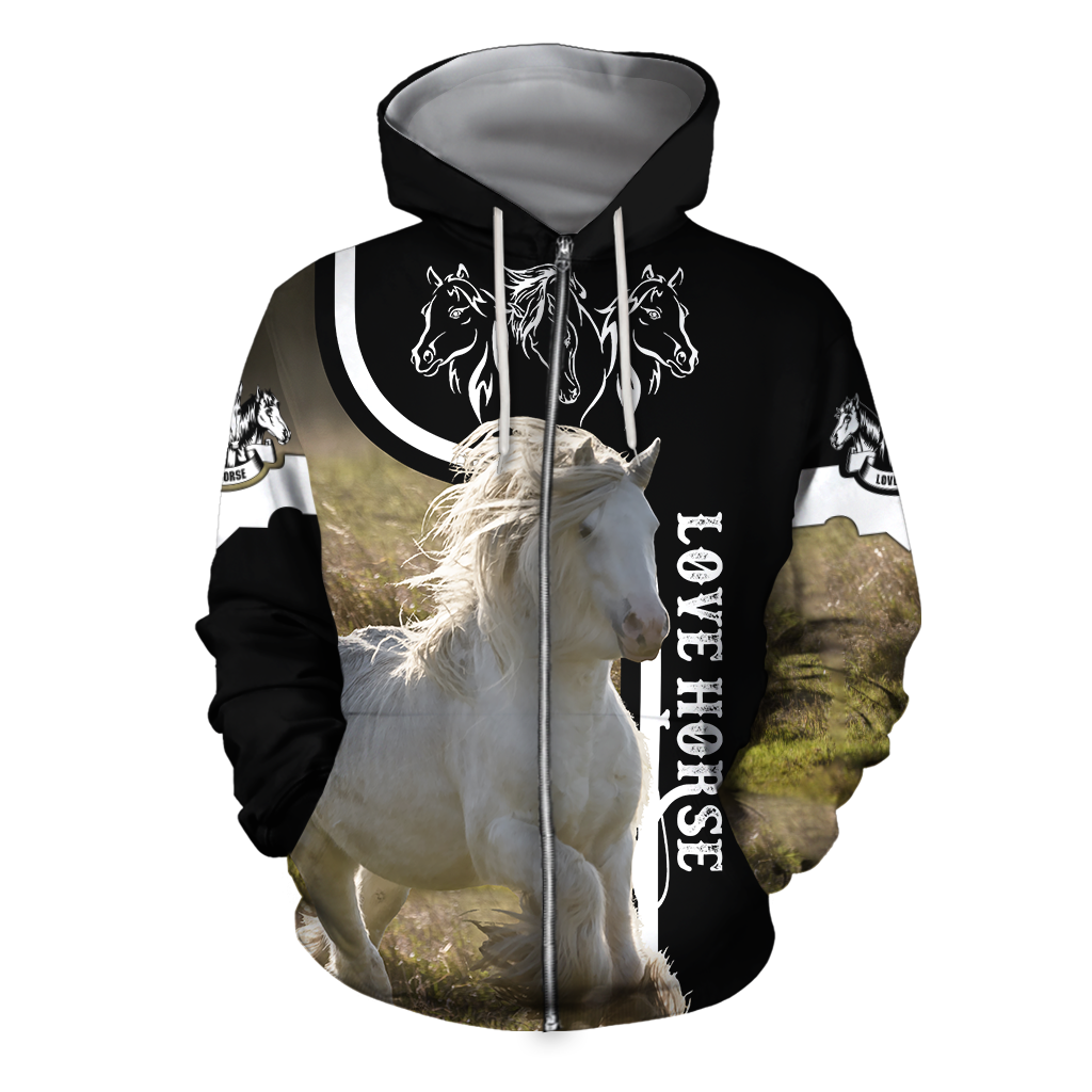 Love White Horse Shirt - Winter Set for Men and Women JJ091201-Apparel-NNK-Hoodie-S-Vibe Cosy™