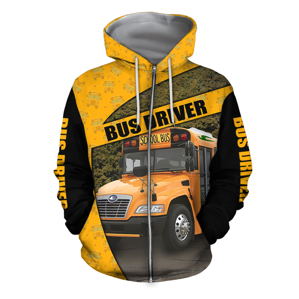 Blue Bird Bus Driver 3D Hoodie JJ200401-Apparel-MP-zip-up hoodie-S-Vibe Cosy™
