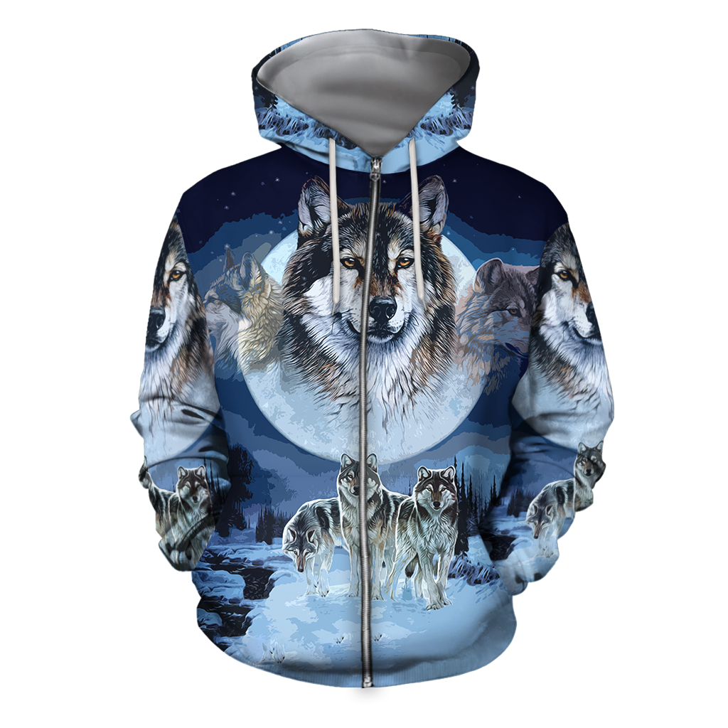 Native Wolf 3D Hoodie MP889-Apparel-MP-Zipped Hoodie-S-Vibe Cosy™