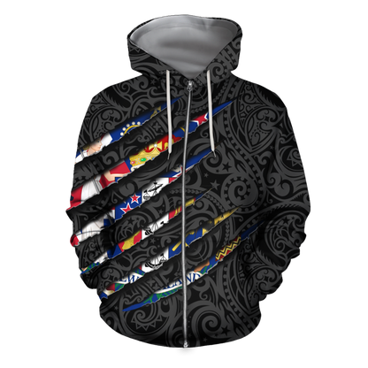 New Zealand All Over Hoodie - Scratch Style HC2801-Apparel-Huyencass-ZIPPED HOODIE-S-Vibe Cosy™