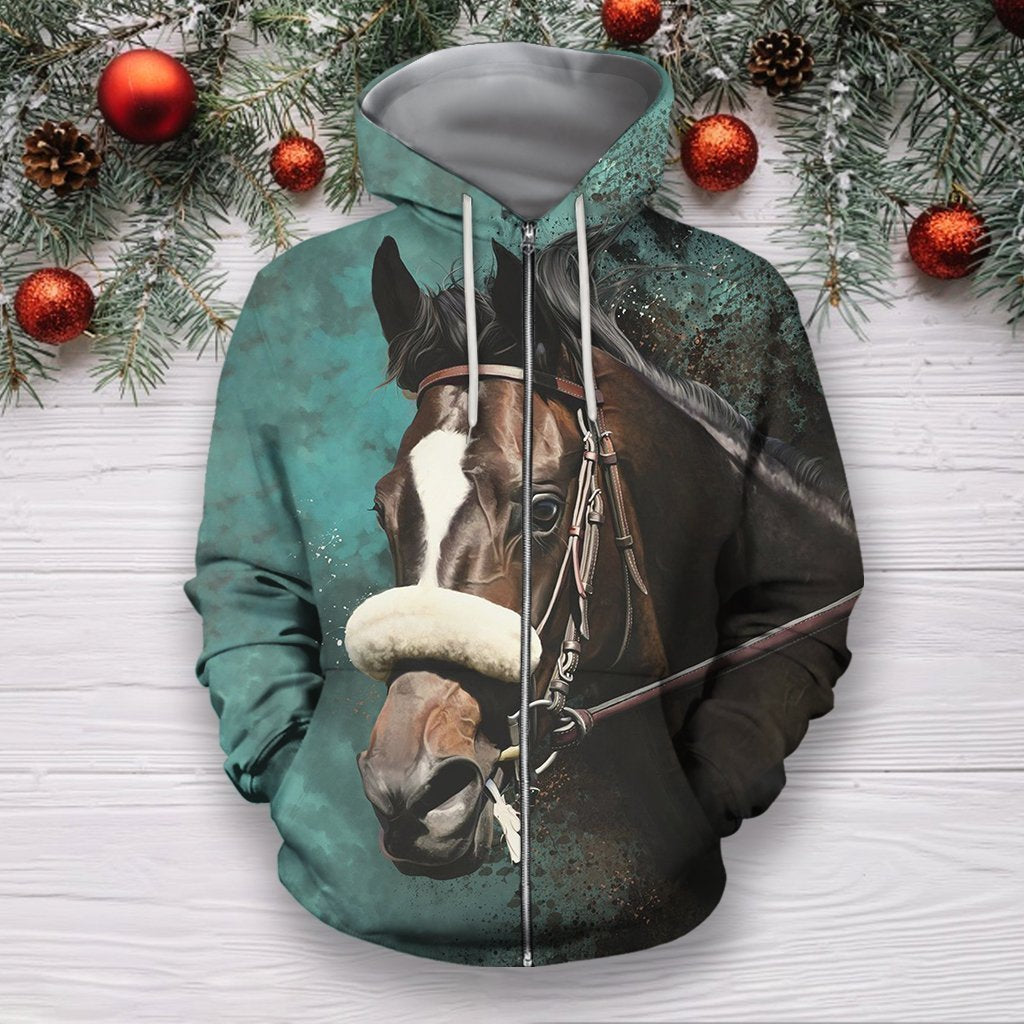 3D All Over Printed Horse Shirts and Shorts-Apparel-HP Arts-ZIPPED HOODIE-S-Vibe Cosy™