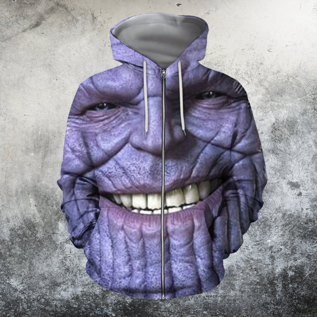 3D All Over Print Thanos Face-Apparel-HD09-Zipped Hoodie-S-Vibe Cosy™