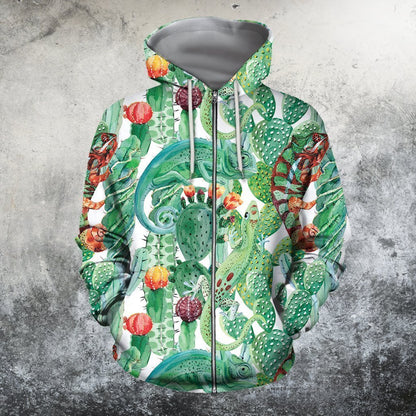 3D All Over Printed Cactus And Gecko Shirts-Apparel-NTH-Zip-S-Vibe Cosy™