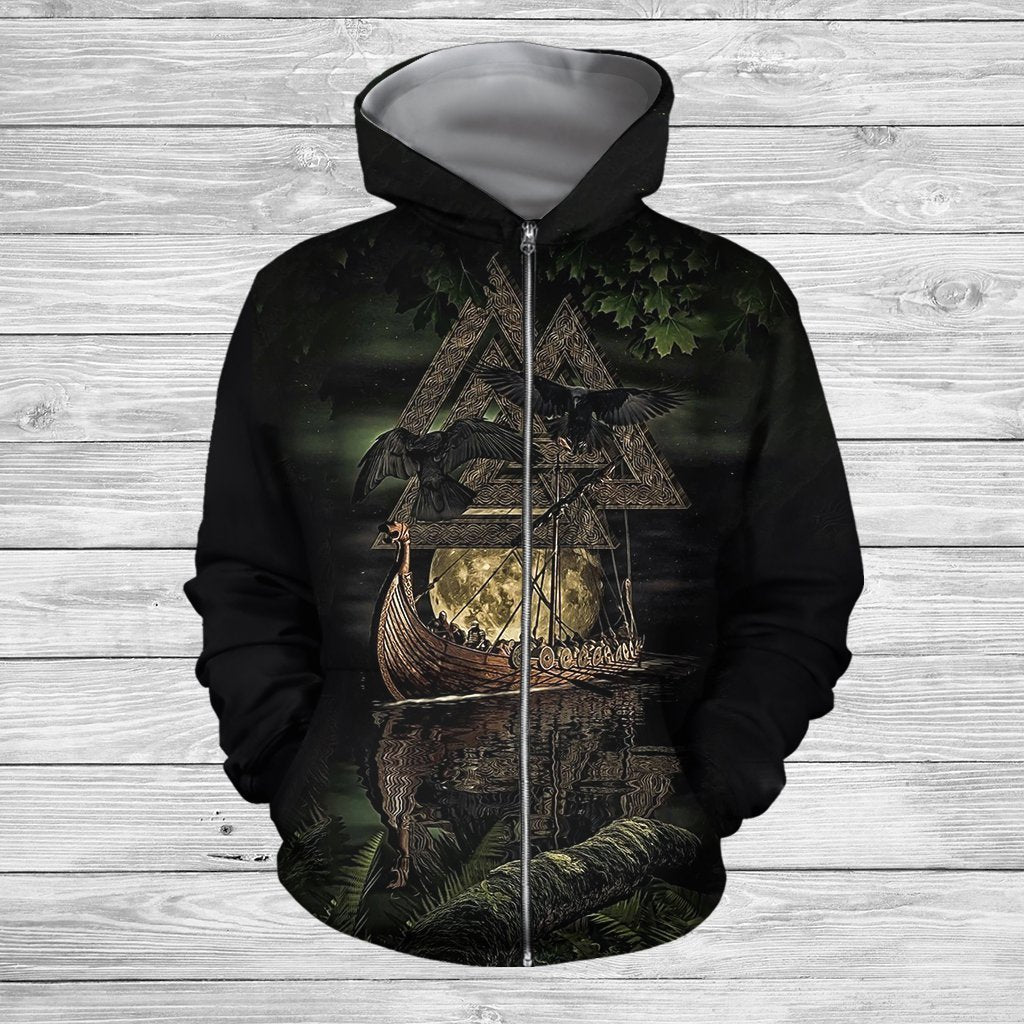 3D Printed Viking Ship Clothes-Apparel-HP Arts-ZIPPED HOODIE-S-Vibe Cosy™