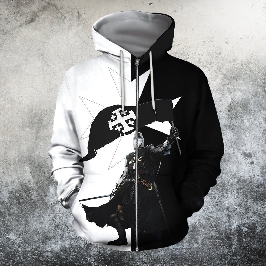3D All Over Printed Black Templar Shirts-Apparel-HP Arts-ZIPPED HOODIE-S-Vibe Cosy™