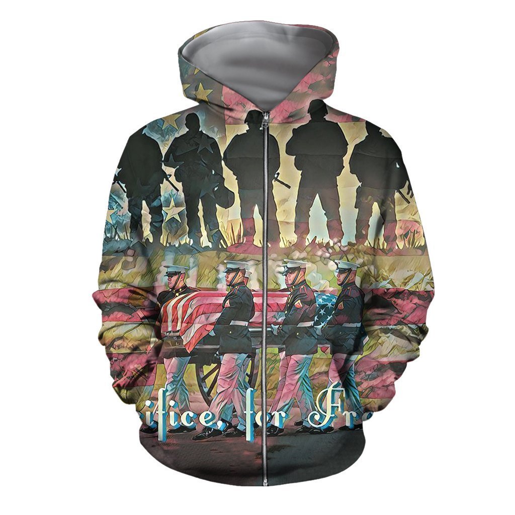 All Over Printed Sacrifice For Freedom Shirts-Apparel-HP Arts-ZIPPED HOODIE-S-Vibe Cosy™