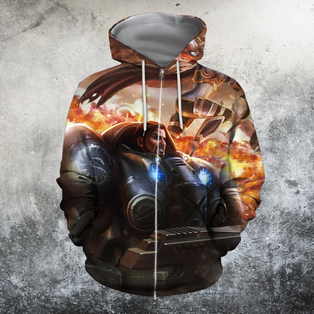 3D All Over Print terran Heroes of the storm Starcraft Hoodie-Apparel-Phaethon-Zip-S-Vibe Cosy™