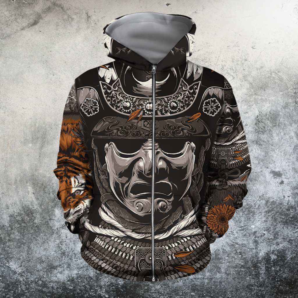 3D All Over Printed Samurai-Tattoo Hoodie-Apparel-HP Arts-Zipped Hoodie-S-Vibe Cosy™