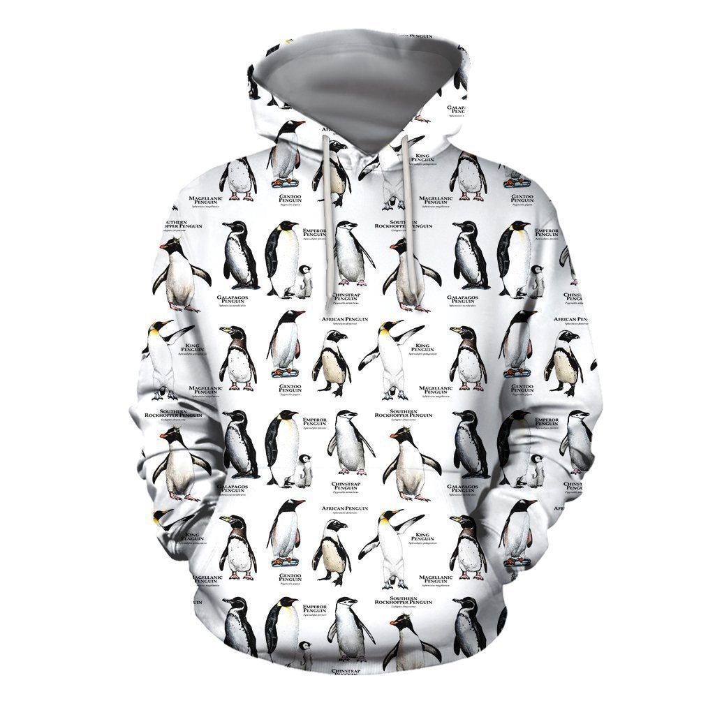 3D All Over Printed Penguins of the World Shirts And Shorts-Apparel-HP Arts-Hoodie-S-Vibe Cosy™