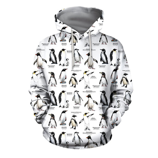 3D All Over Printed Penguins of the World Shirts And Shorts-Apparel-HP Arts-Hoodie-S-Vibe Cosy™