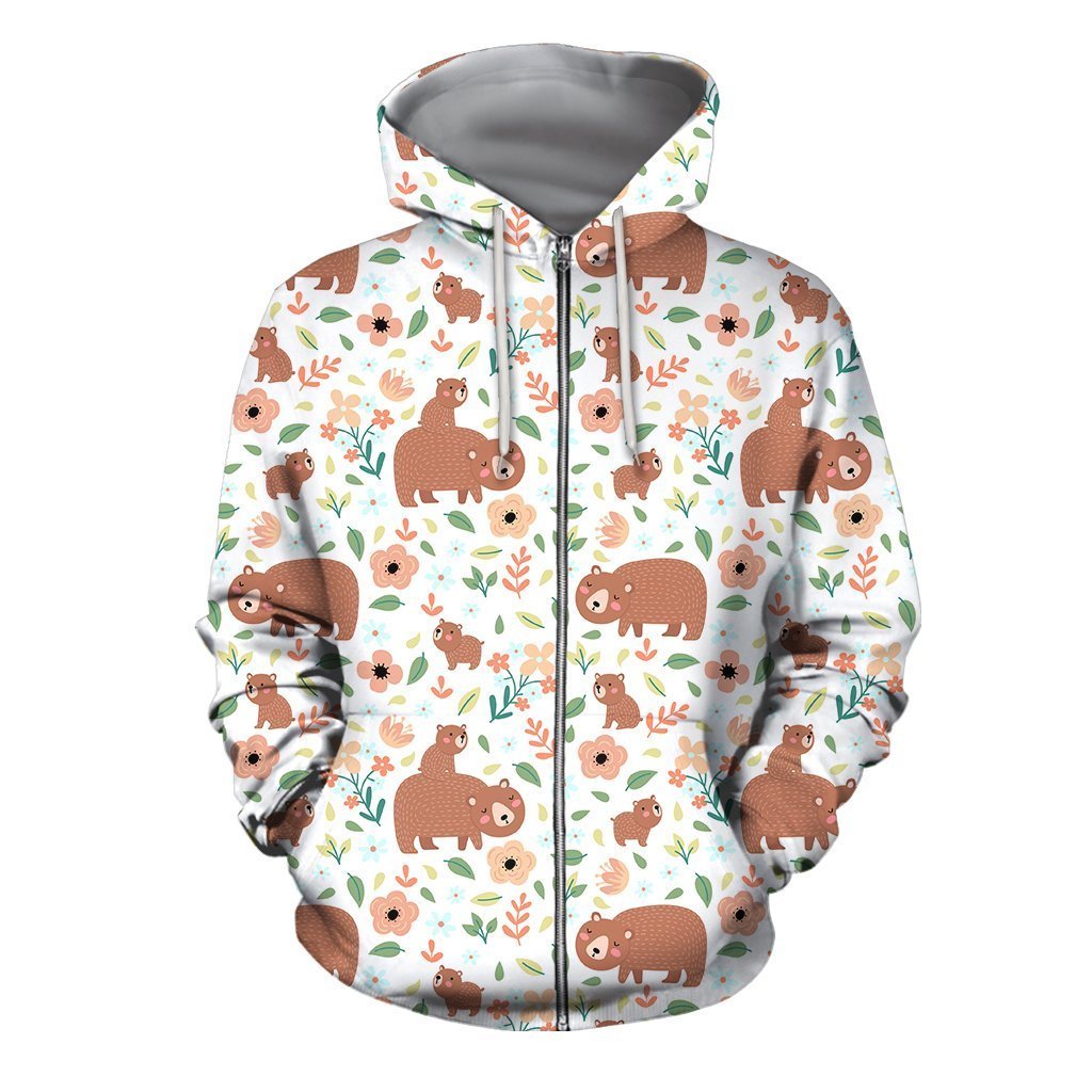 3D All Over Son And Mother Bear Hoodie-Apparel-Khanh Arts-Zipped Hoodie-S-Vibe Cosy™