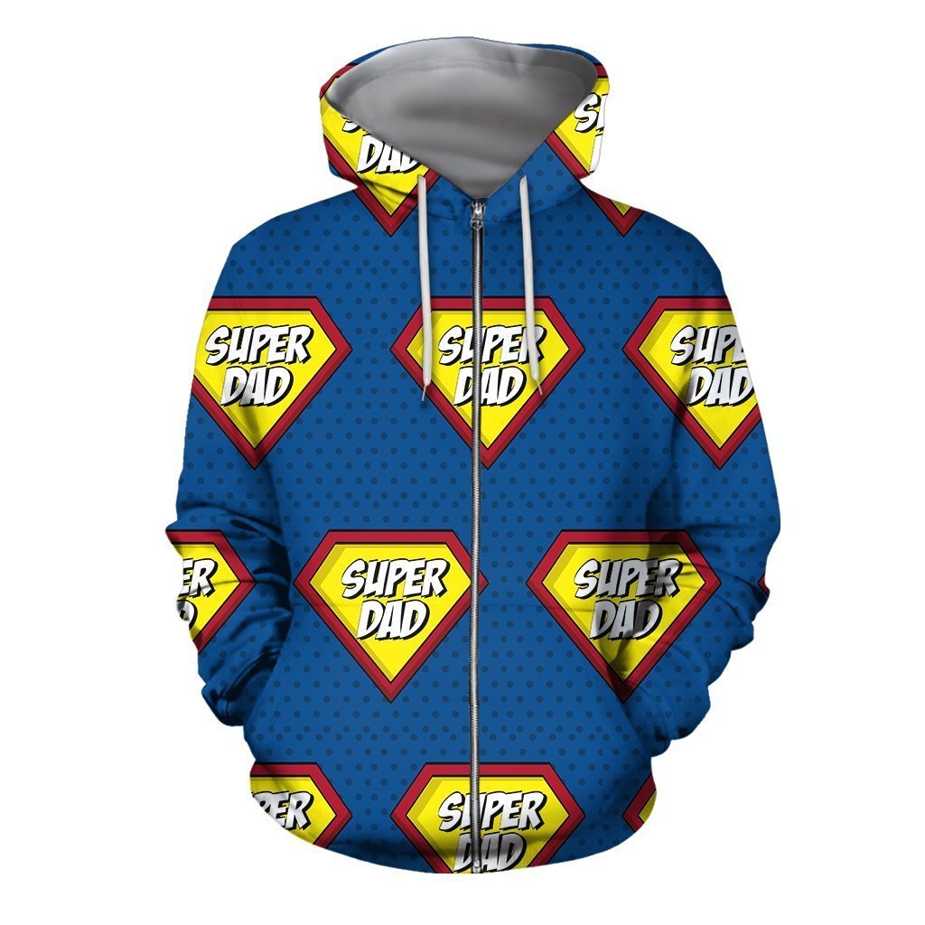 3D All Over Super Dad Hoodie-Apparel-Khanh Arts-Zipped Hoodie-S-Vibe Cosy™