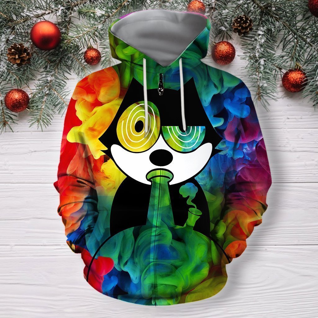 3D All Over Print Gato Felix 2 Hoodie-Apparel-RoosterArt-Zip Hoodie-S-Vibe Cosy™