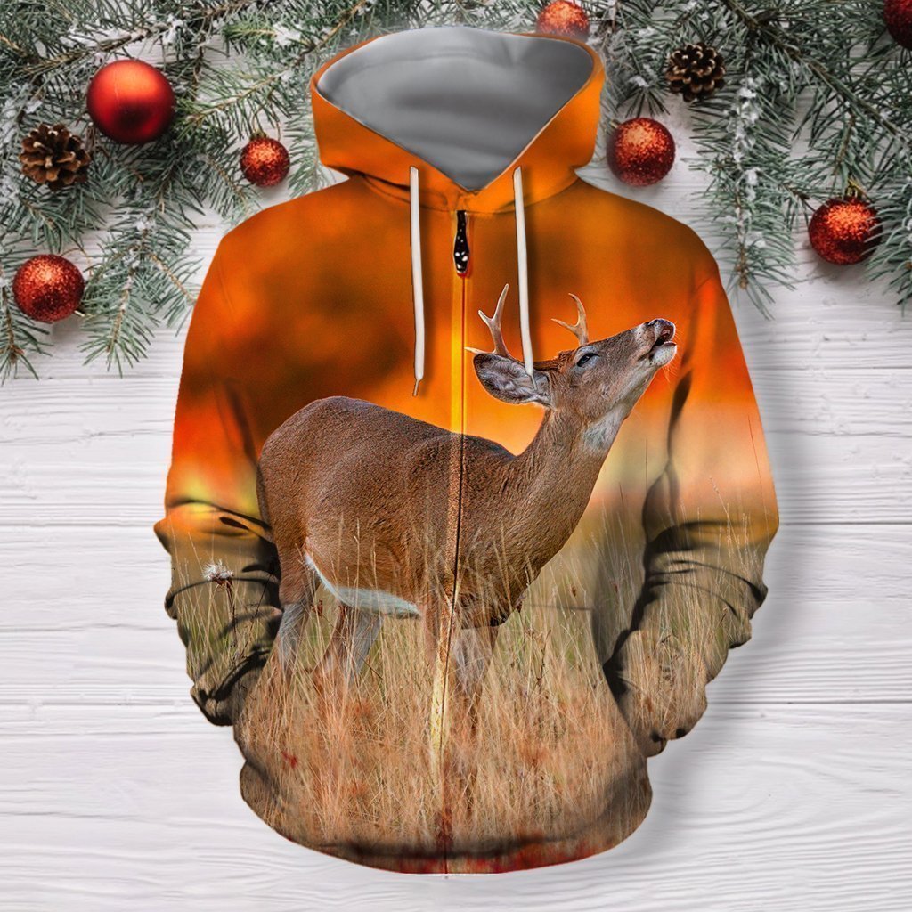 3D All Over Print Deer With Sunset Shirts-Apparel-Phaethon-Zip-S-Vibe Cosy™