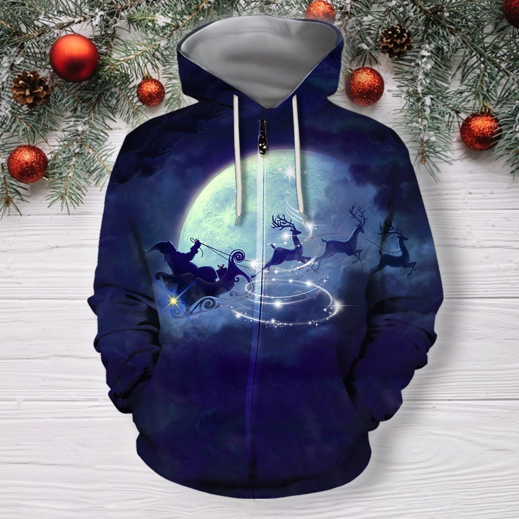 All Over Print Santa Ride 01-Apparel-HbArts-Zipped Hoodie-S-Vibe Cosy™