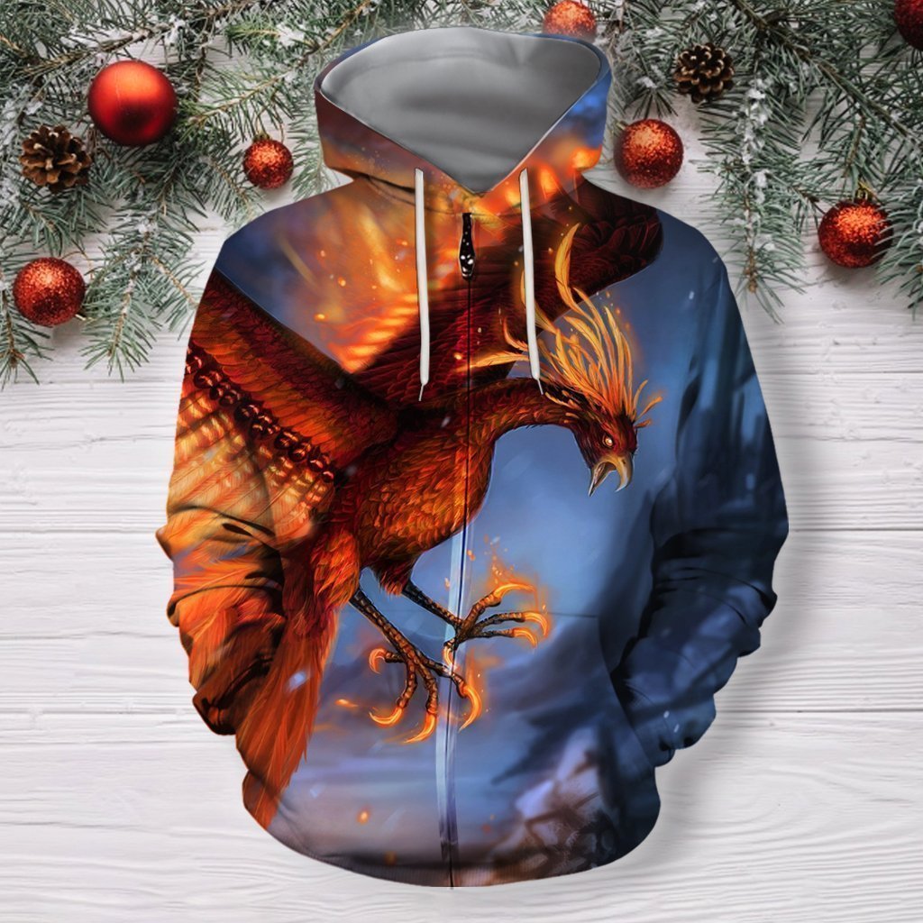 Fire Phoenix 3D All Over Printing Shirts-Apparel-Phaethon-Zip-S-Vibe Cosy™
