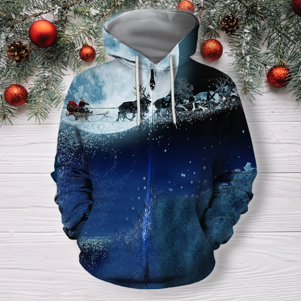 All Over Print Santa Ride 03-Apparel-HbArts-Zipped Hoodie-S-Vibe Cosy™