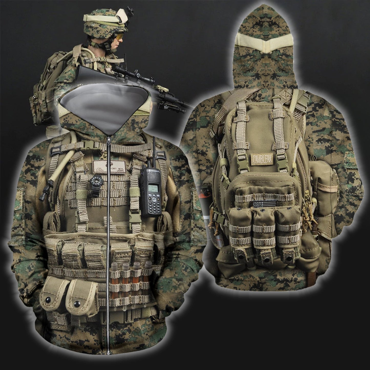 3D All Over Printed Marine Corps Uniforms-Apparel-HP Arts-ZIPPED HOODIE-S-Vibe Cosy™