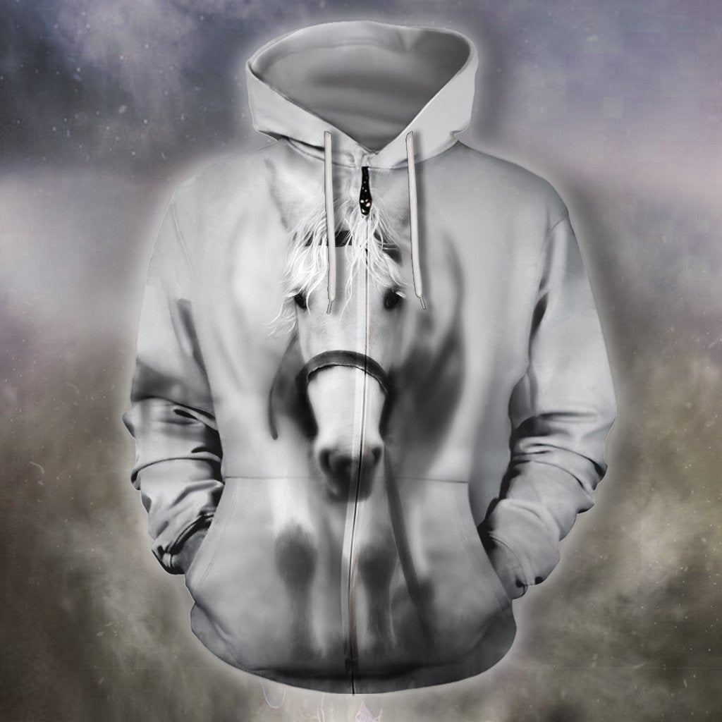3D All Over Print White Horse Shirts-Apparel-Phaethon-Zip-S-Vibe Cosy™