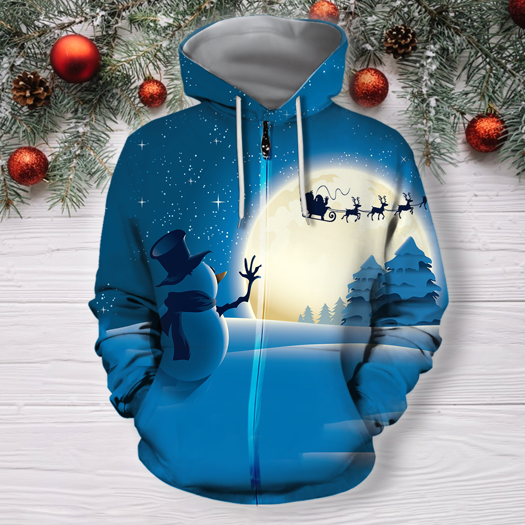 All Over Print Santa Ride 04-Apparel-HbArts-Zipped Hoodie-S-Vibe Cosy™