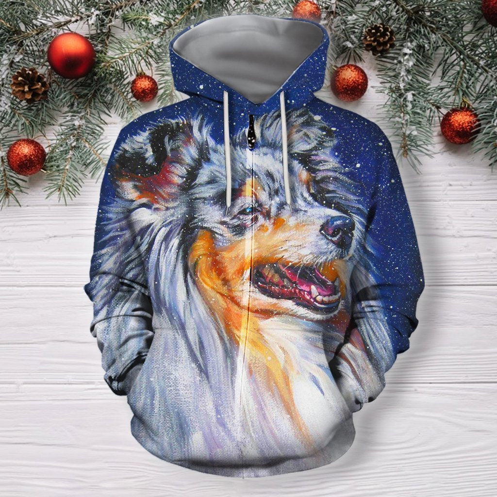 3D All Over Print Shelties Blue Merle Dog Hoodie-Apparel-Phaethon-Zipped Hoodie-S-Vibe Cosy™