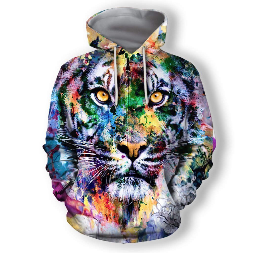 3D All Over Print Tiger Hoodie-Apparel-RoosterArt-Zipped Hoodie-S-Vibe Cosy™