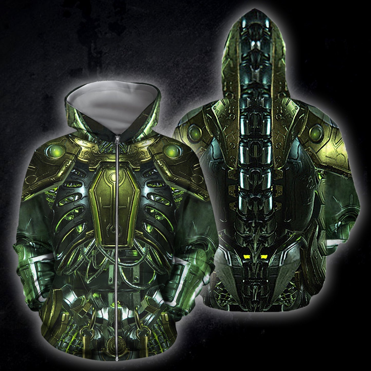 3D All Over Printed Necrons Cover-Apparel-HP Arts-Zipped Hoodie-S-Vibe Cosy™