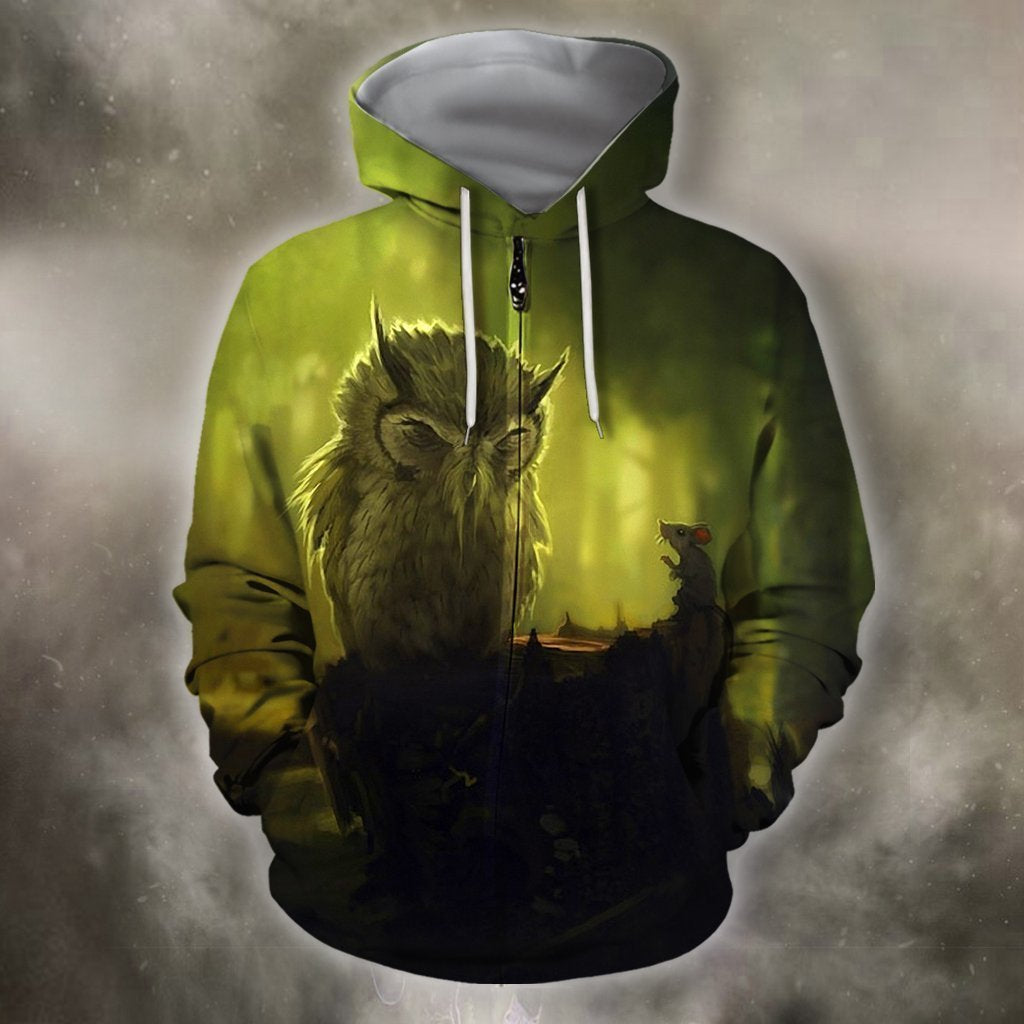 3D All Over Print Owl And Mouse Shirts-Apparel-Phaethon-Zip-S-Vibe Cosy™