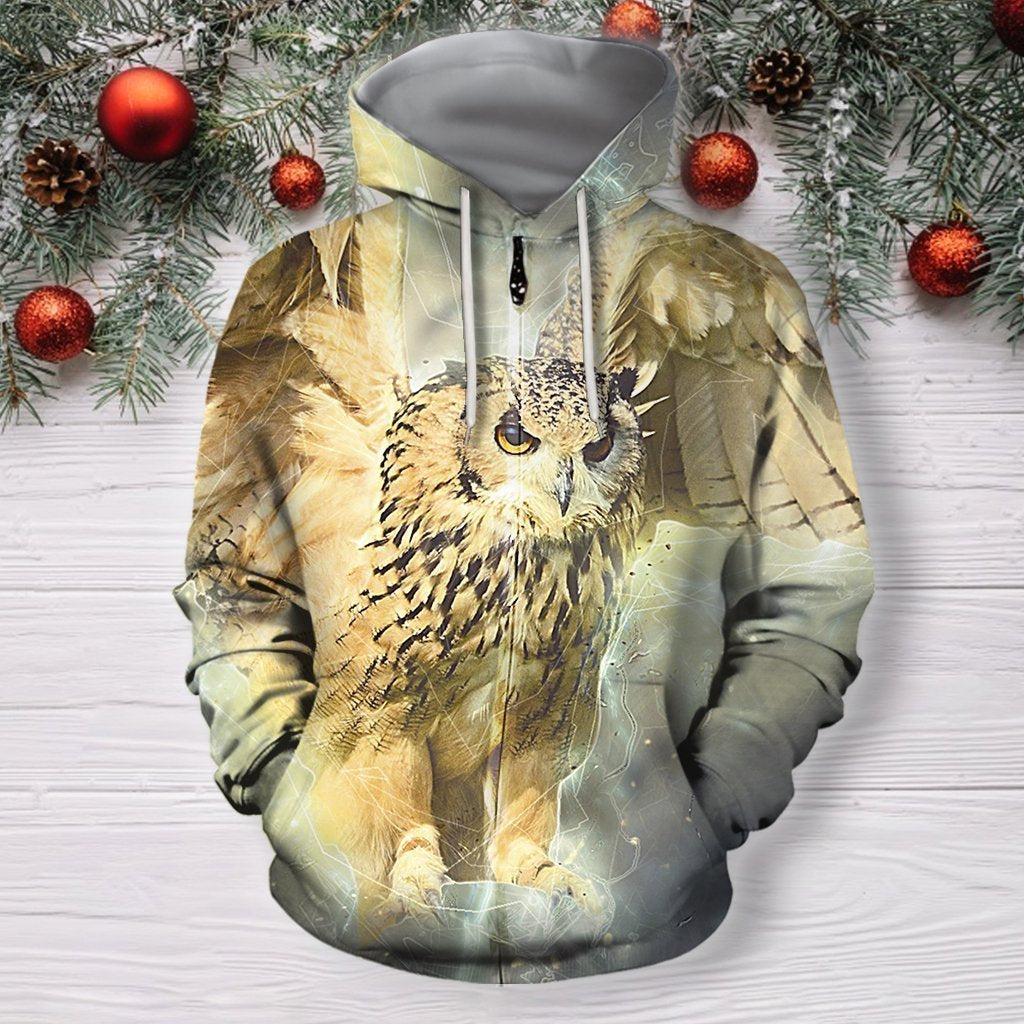 3D All Over Print Fly Owl Hunter Hoodie-Apparel-Phaethon-Zip-S-Vibe Cosy™