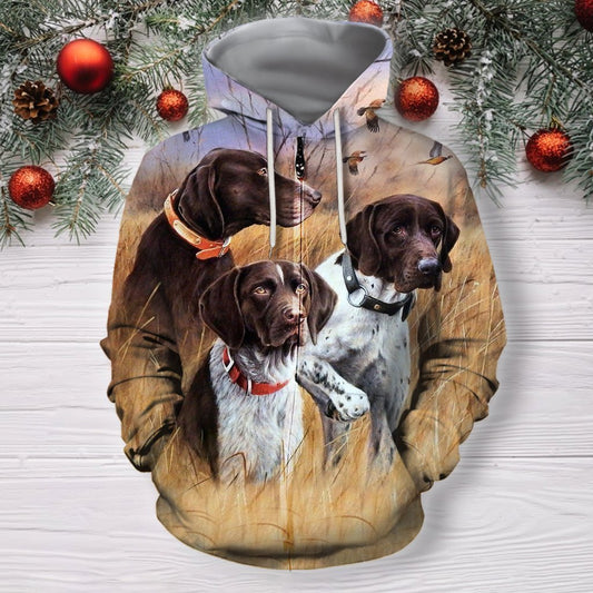 3D All Over Print 3 Hunting Dog Hoodie-Apparel-Phaethon-Zipped Hoodie-S-Vibe Cosy™