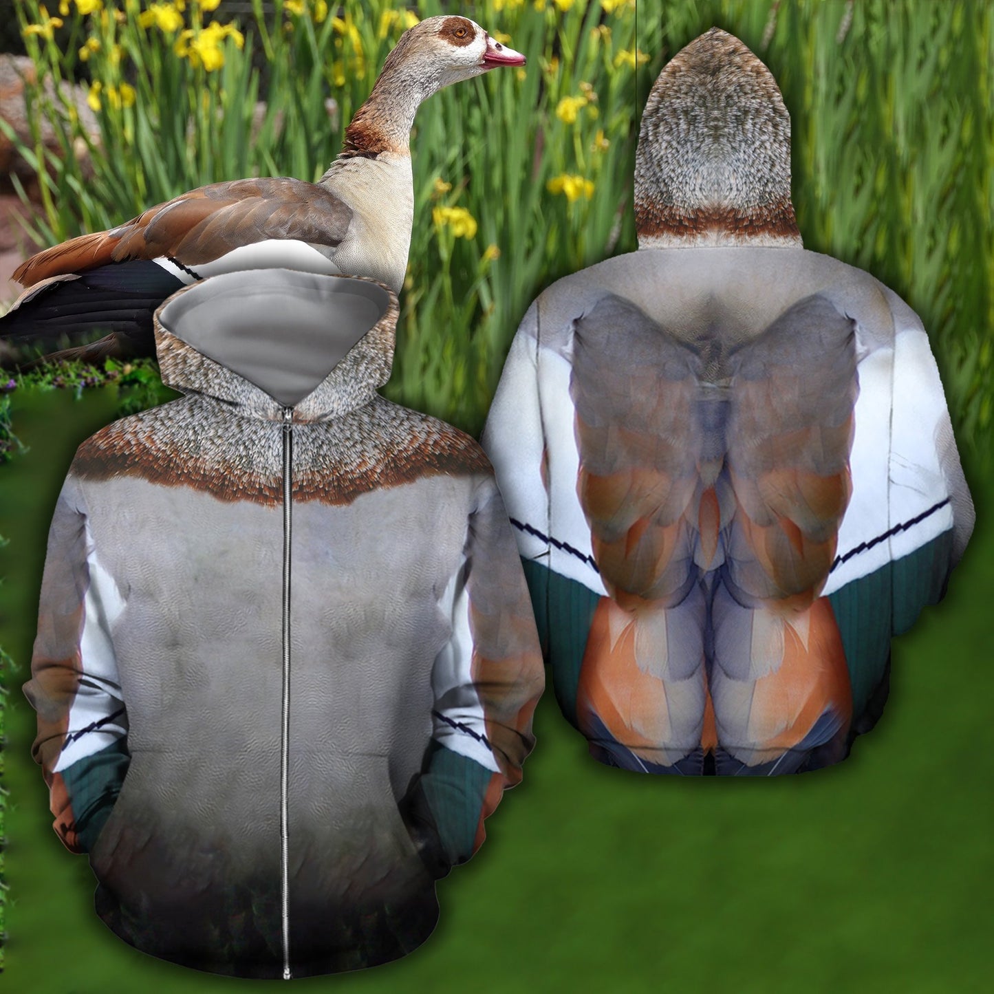 All Over Printed Blue-necked duck Shirts-Apparel-HP Arts-ZIPPED HOODIE-S-Vibe Cosy™