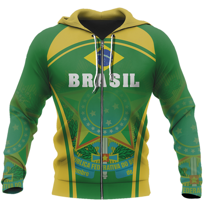 Brasil Hoodie - Sport Style-Apparel-Phaethon-Zipped Hoodie-S-Vibe Cosy™