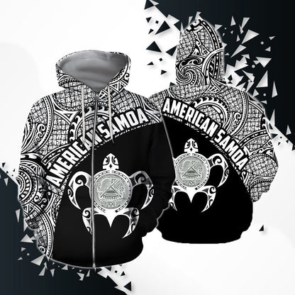 American Samoa Hoodie - White H9-Apparel-Phaethon-Zipped Hoodie-S-Vibe Cosy™