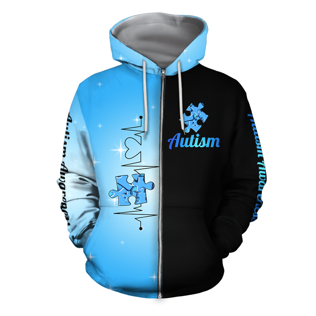 3D All Over Printed Shirts Autism Awareness JJ080201-Apparel-MP-zip-up hoodie-S-Vibe Cosy™