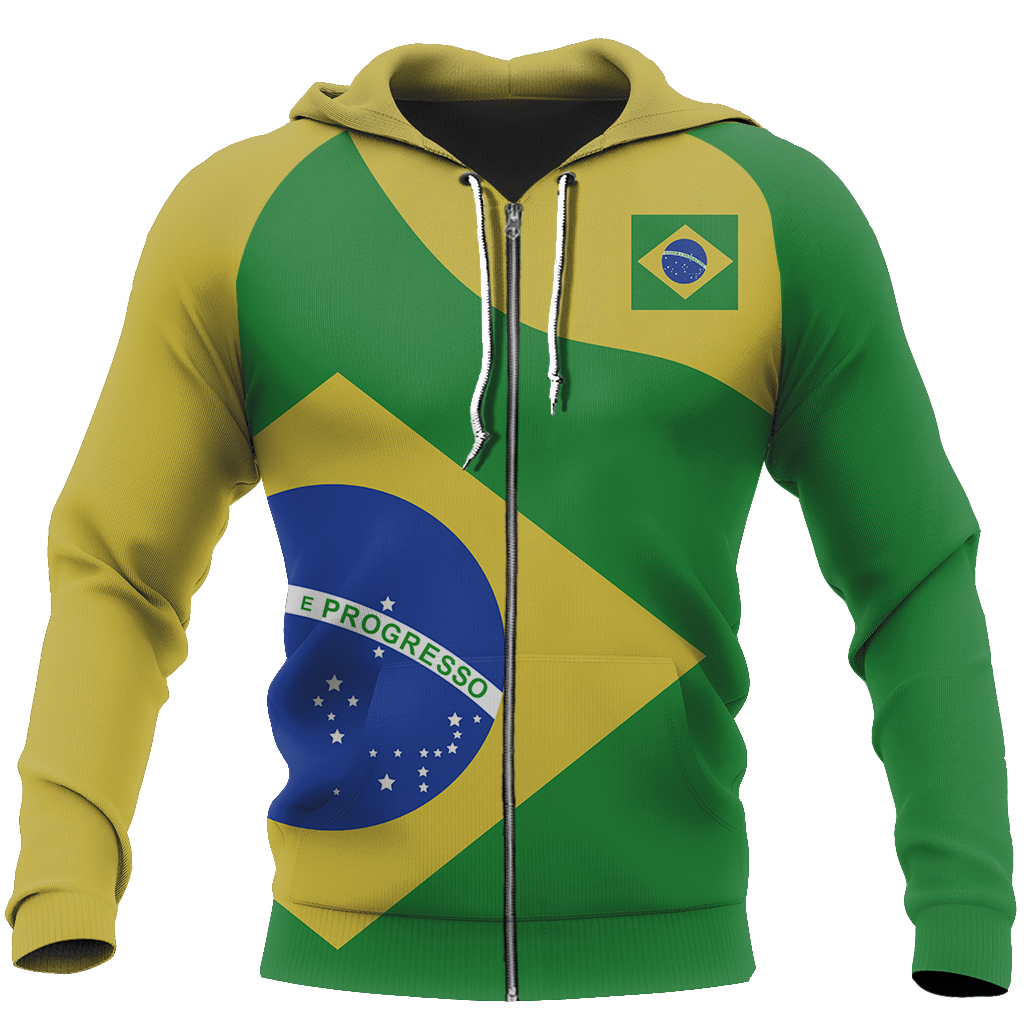 Brasil Flag Curve Concept Pullover Hoodie-Apparel-Phaethon-Zipped Hoodie-S-Vibe Cosy™
