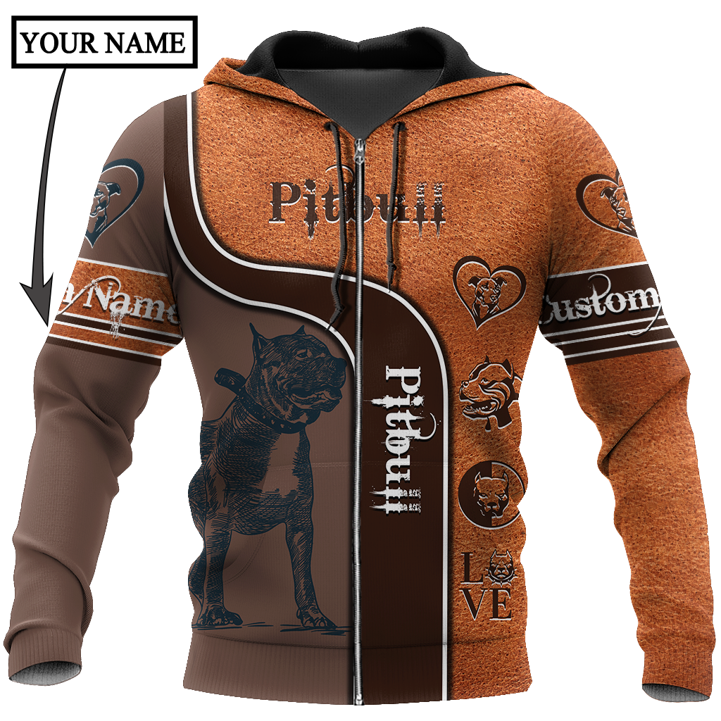 Pitbull 3D hoodie shirt for men and women custom name