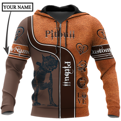 Pitbull 3D hoodie shirt for men and women custom name