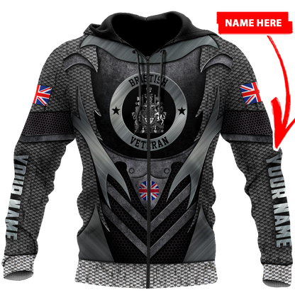 Personalized Name XT Bristish Veteran 3D Printed Shirts PD01042103
