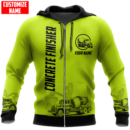 Concrete Finisher Green Safety Custom name 3D printed shirts