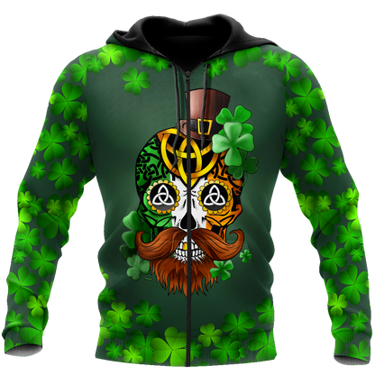 3D All Over Printed Irish Skull St Patrick Day Unisex Shirts XT