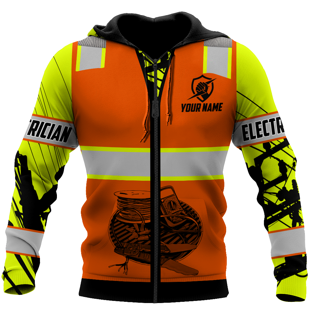 Electrician And Lineman Personalized Safety 3D All Over Printed Premium Unisex Hoodie