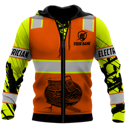 Electrician And Lineman Personalized Safety 3D All Over Printed Premium Unisex Hoodie
