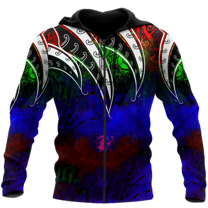 Amazing Polynesian Tattoo And Color Unisex Deluxe Hoodie ML