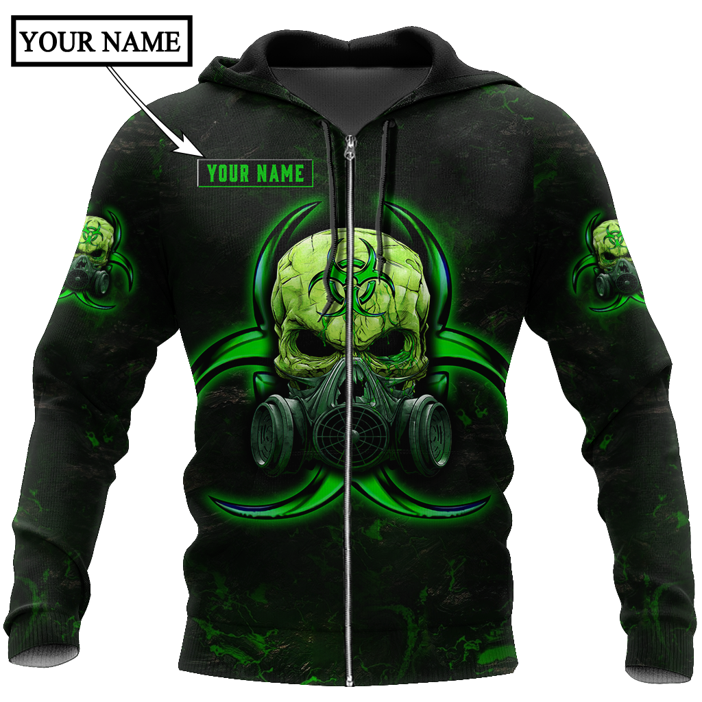 Customize Name Green Skull Hoodie For Men And Women DD01042101
