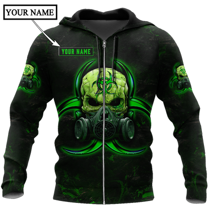 Customize Name Green Skull Hoodie For Men And Women DD01042101