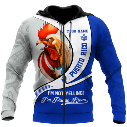 Custom Name Rooster Puerto Rico Hoodie For Men And Women MH12032102