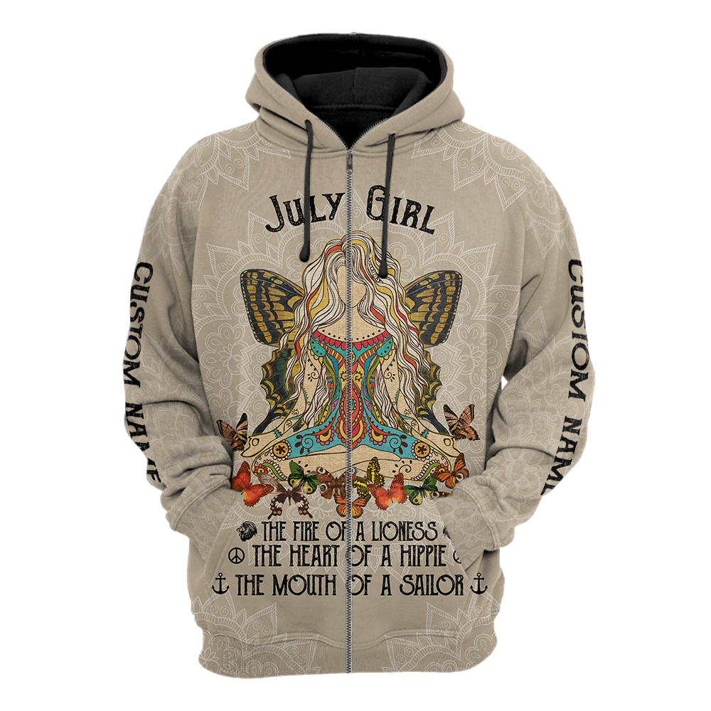 July Girl Hippie Customize Name 3D All Over Printed Shirts For Women TR11122010